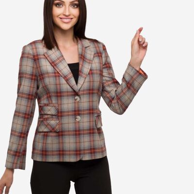 FRN LINE – Giacca blazer a quadri marrone da donna FRN6109