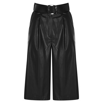 FRN LINE – Pantaloncini neri in similpelle con cintura da donna FRN61080