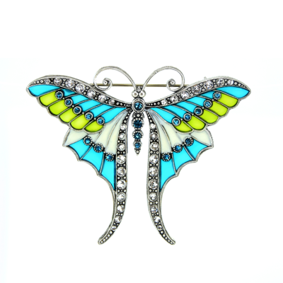 Majestic Brooch - Turquoise/Anise Green (stained glass effect)