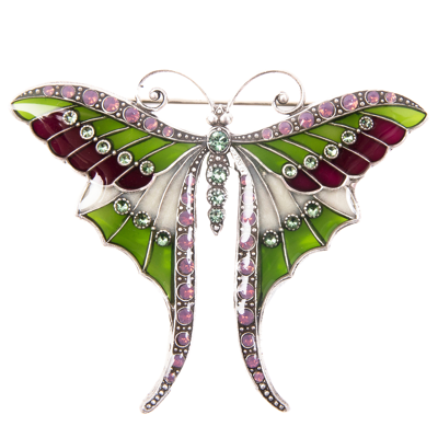 Majestic Brooch - Plum/Anise Green (stained glass effect)
