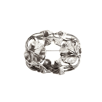 Broche de nenúfar - Metal plateado