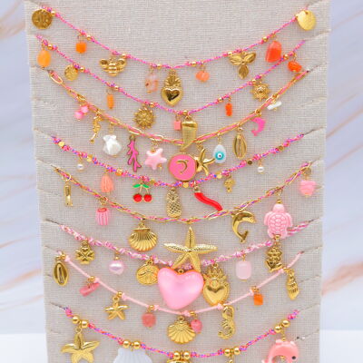 Set di 8 collane in acciaio inossidabile con espositore - PR-COLLIER52