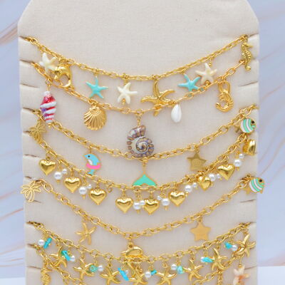 Set di 7 collane in acciaio inossidabile con espositore - PR-COLLIER51