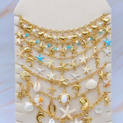 Set di 7 collane in acciaio inossidabile con espositore - PR-COLLIER49