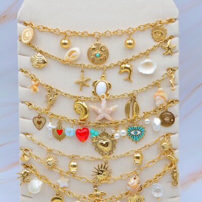 Set di 7 collane in acciaio inossidabile con espositore - PR-COLLIER48