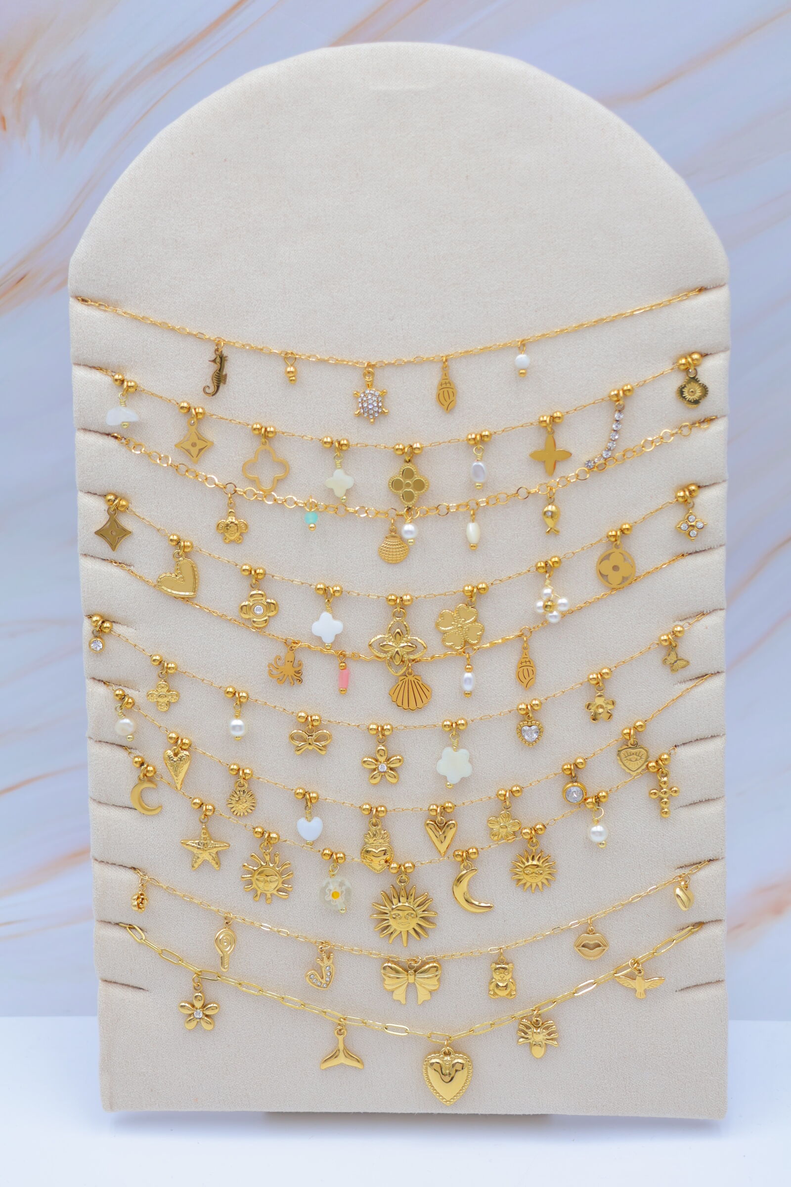 Set mit 10 Edelstahlketten mit Display - PR-COLLIER47