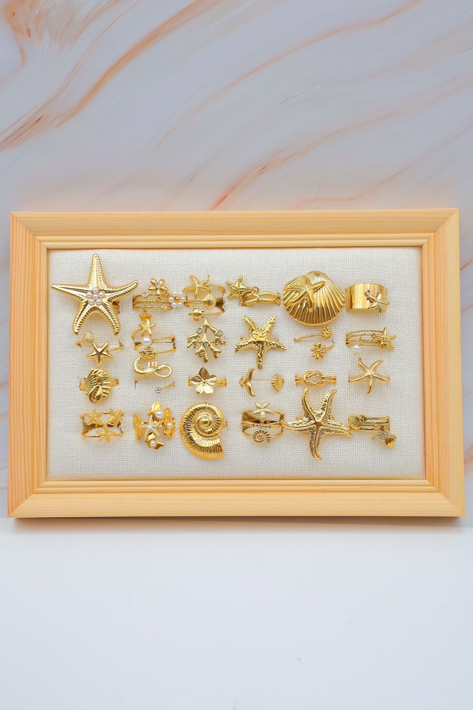 Set mit 24 verstellbaren Edelstahlringen mit Display - PR-BAGUE50