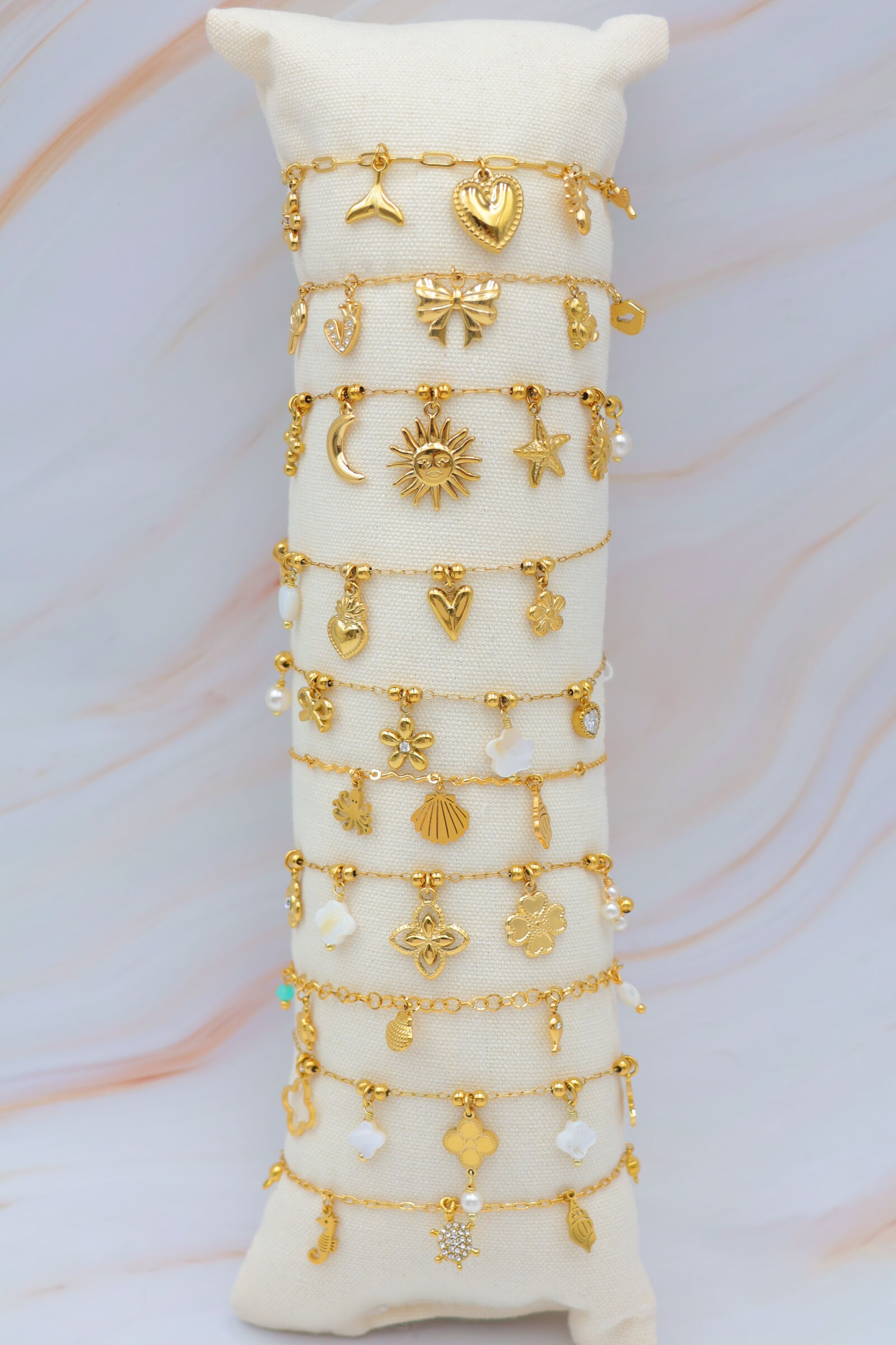 10er-Pack Edelstahlarmbänder mit Kissen - C-BRACELET84