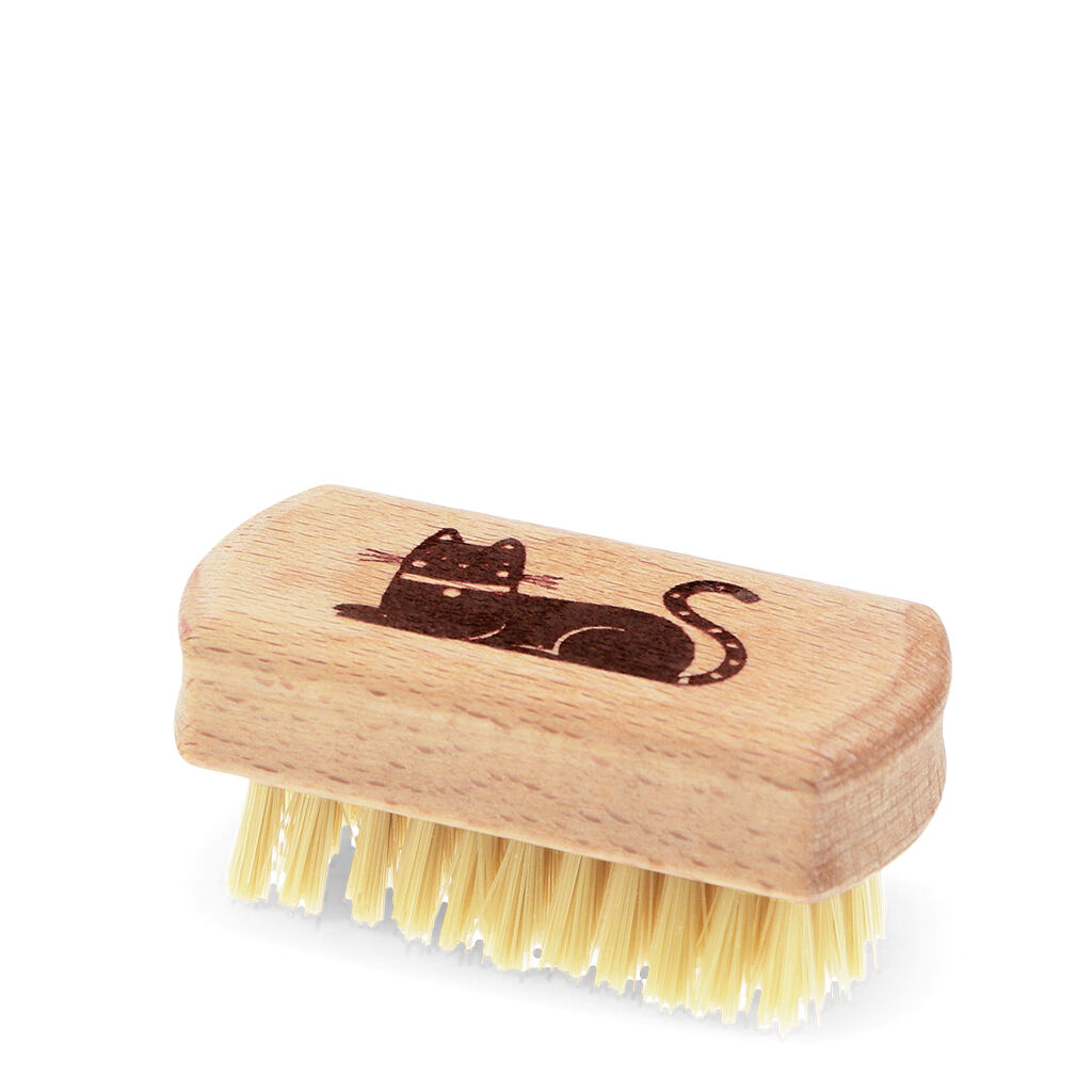 Wooden travel nail brush - Cat