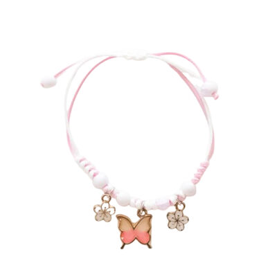 Pulsera de cordón para niños - Mariposa Rosa