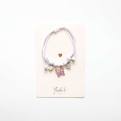 Pulsera de cordón para niños - Mariposa Morada