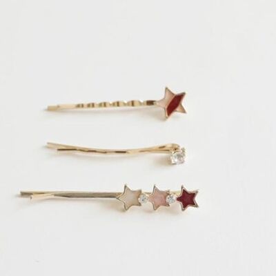 Barrettes cheveux féérique - 4 pièces TRIO ETOILE rose