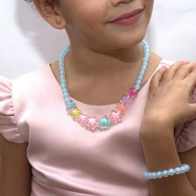 Set collana + bracciale - STELLE - Blu