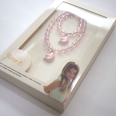 Set collana + braccialetto - ZOA - Unicorno - Rosa
