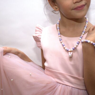 Parure Collier + bracelet - PRINCESSE - Rose