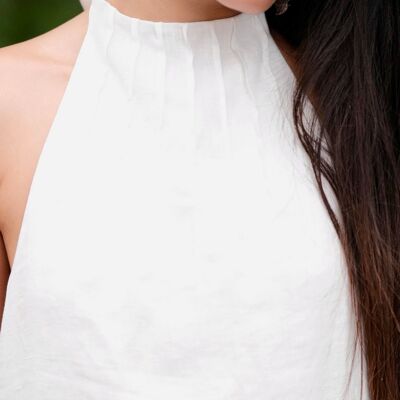100% Linen Backless Dress - Mist