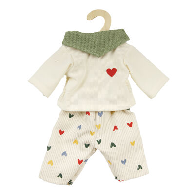 Doll corduroy trousers "Heart Confetti" with T-shirt and scarf, size. 35-45cm