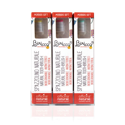 Caja de 12 cepillos de dientes ecológicos BABY SILVER Fabricados en Italia (cerdas suaves)