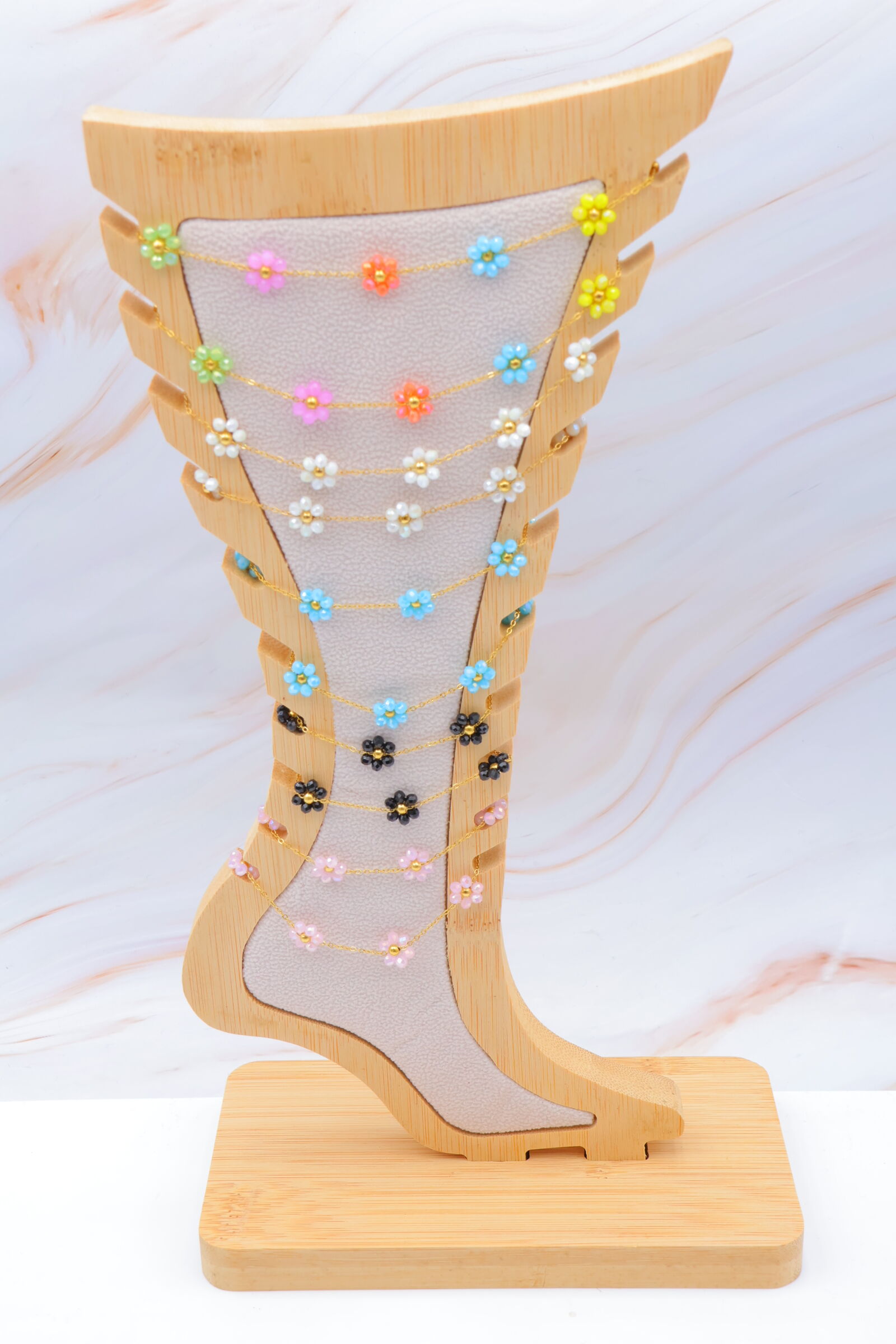 Set di 10 cavigliere in acciaio inossidabile con espositore - PR-CHEVILLE22