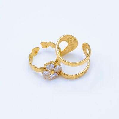 Anillo modular triple flor en acero inoxidable - E667