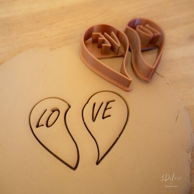 Cookie cutter - 2-part heart LOVE