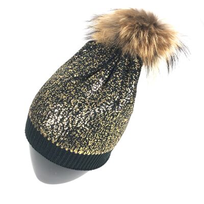 Cappello lucido con pompon