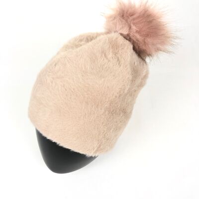 Cappello effetto soffice con pompon