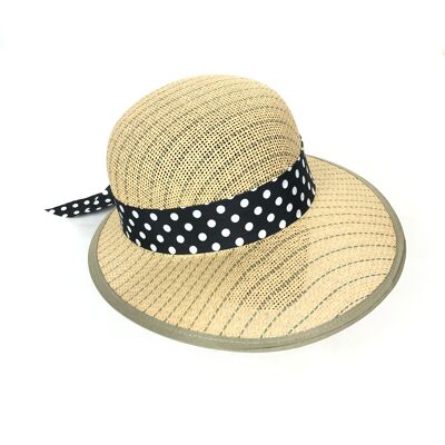 Cappello di paglia con nastro a pois
