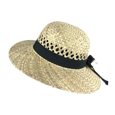 Chapeau en paille naturelle avec ruban