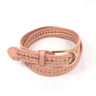 Braided belt with interwoven chain