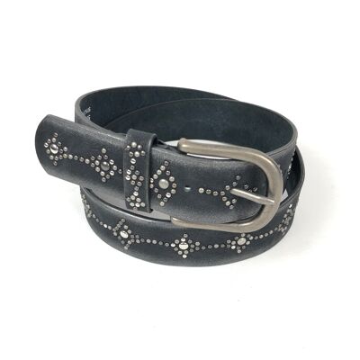 Belt decorated with decorative studs in geometric pattern