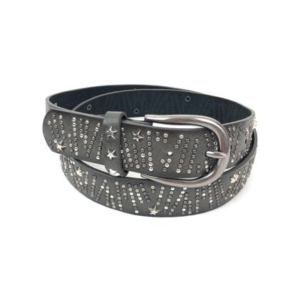 Studded chevron pattern belt with metallic stars