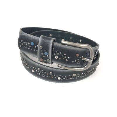 Gradient belt with raised multi-colored rhinestones