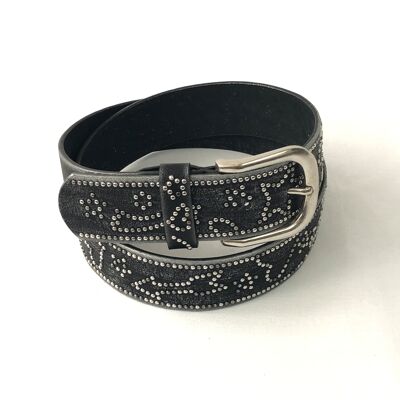Studded arabesque pattern belt