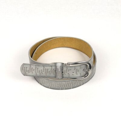 Thin studded belt with geometric pattern