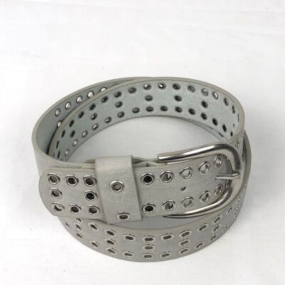 Double row metal eyelet belt