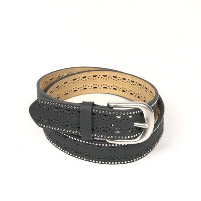 Perforated belt with openwork pattern
