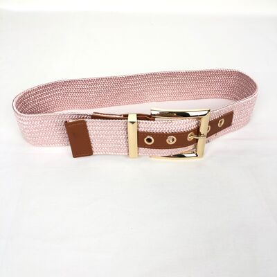 Adjustable braided belt with gold square buckle