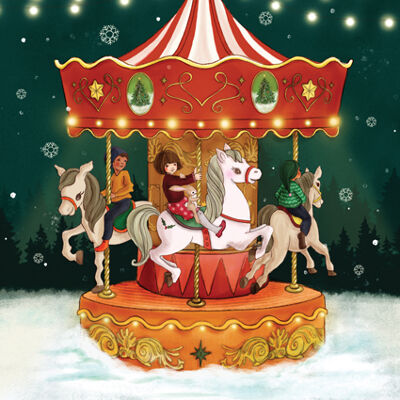 Cartolina della giostra di Natale Belle & Boo