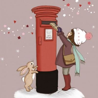Belle & Boo Christmas Postbox Postcard
