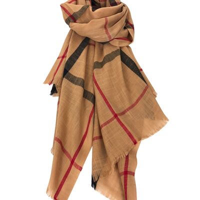 Foulard à carreaux frangés