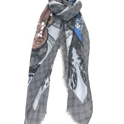 Foulard à imprimé floral et géométrique