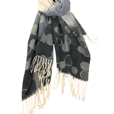 Oversized polka dot scarf with contrasting fringes