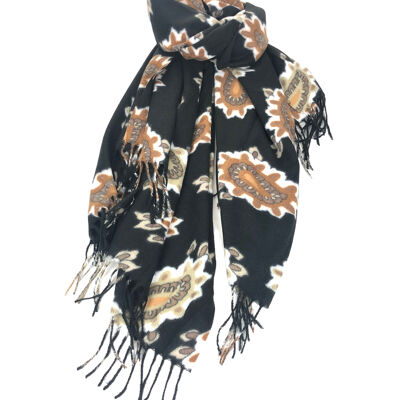 Cashmere scarf with long fringes