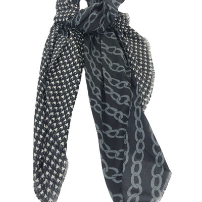 Chain and houndstooth pattern scarf