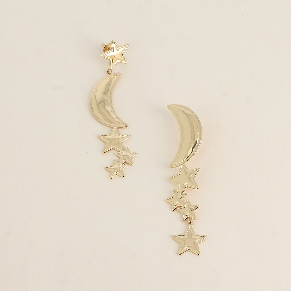 Pendientes colgantes de luna y estrella