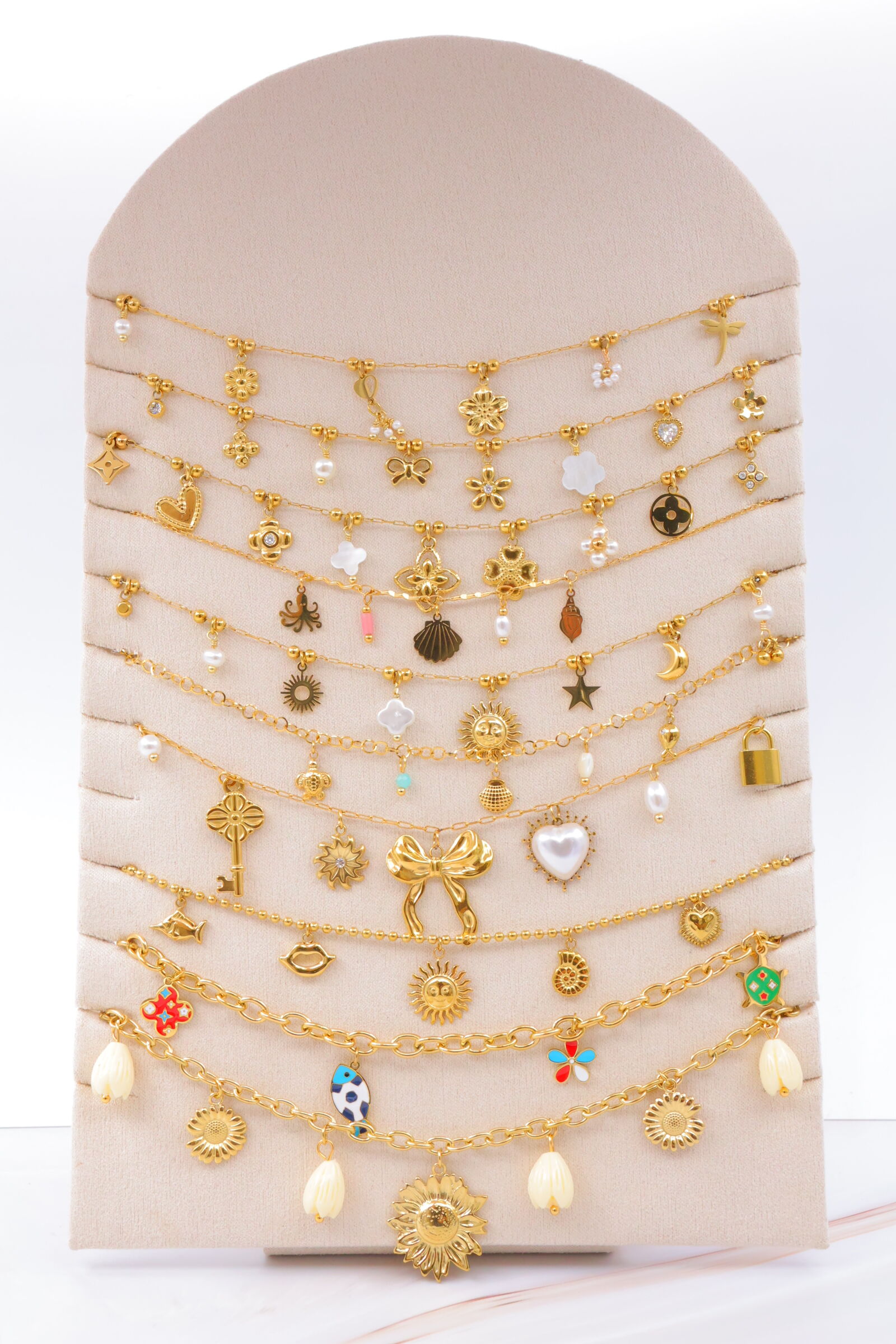 Set mit 10 Edelstahlketten mit Display - PR-COLLIER58