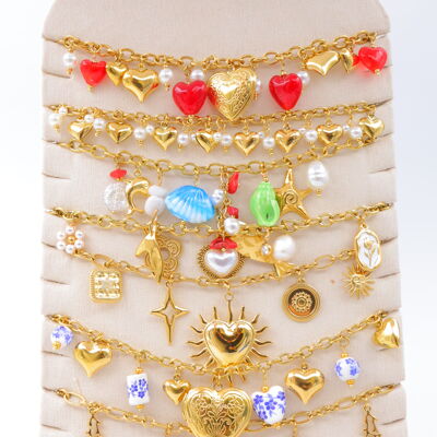 Set di 7 collane in acciaio inossidabile con espositore - PR-COLLIER57