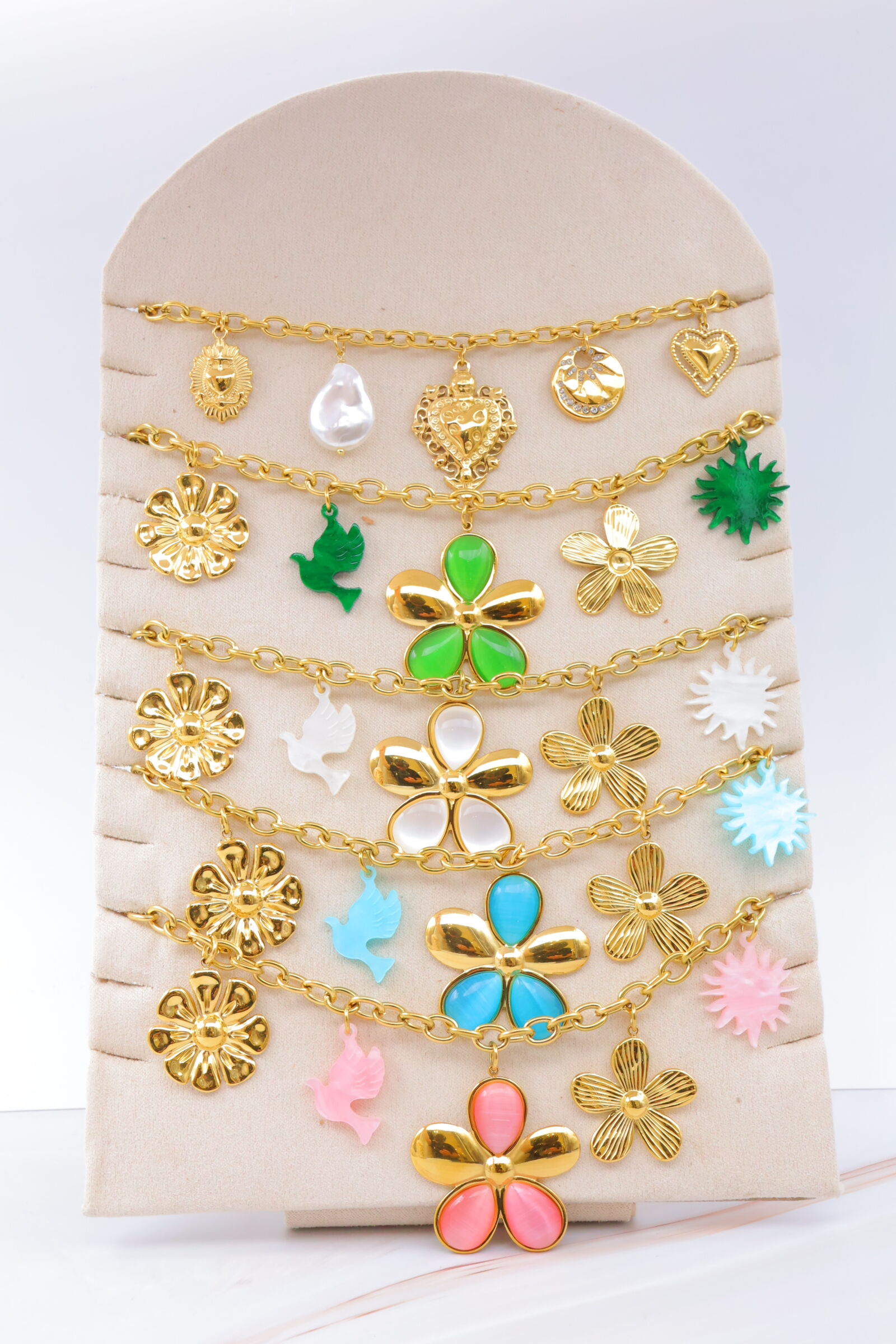 Set mit 5 Edelstahlketten mit Display - PR-COLLIER56