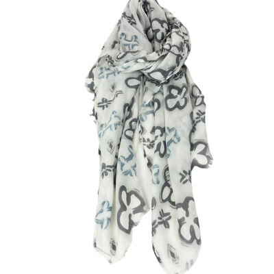Scarf with stylized floral patterns